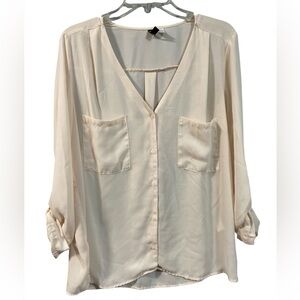 H&M Slightly Sheer Light Pink Button Up Shirt Size 14